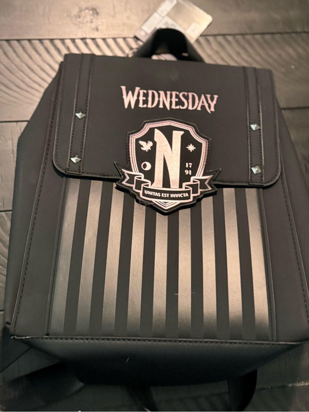 New Wednesday Black Signature Backpack with Crest